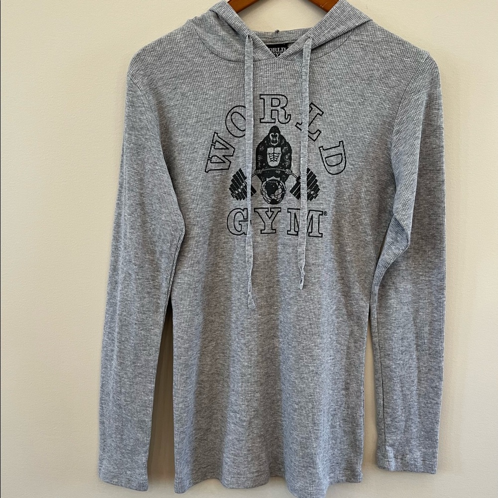 World Gym Hooded Lightweight Henley Top Size M